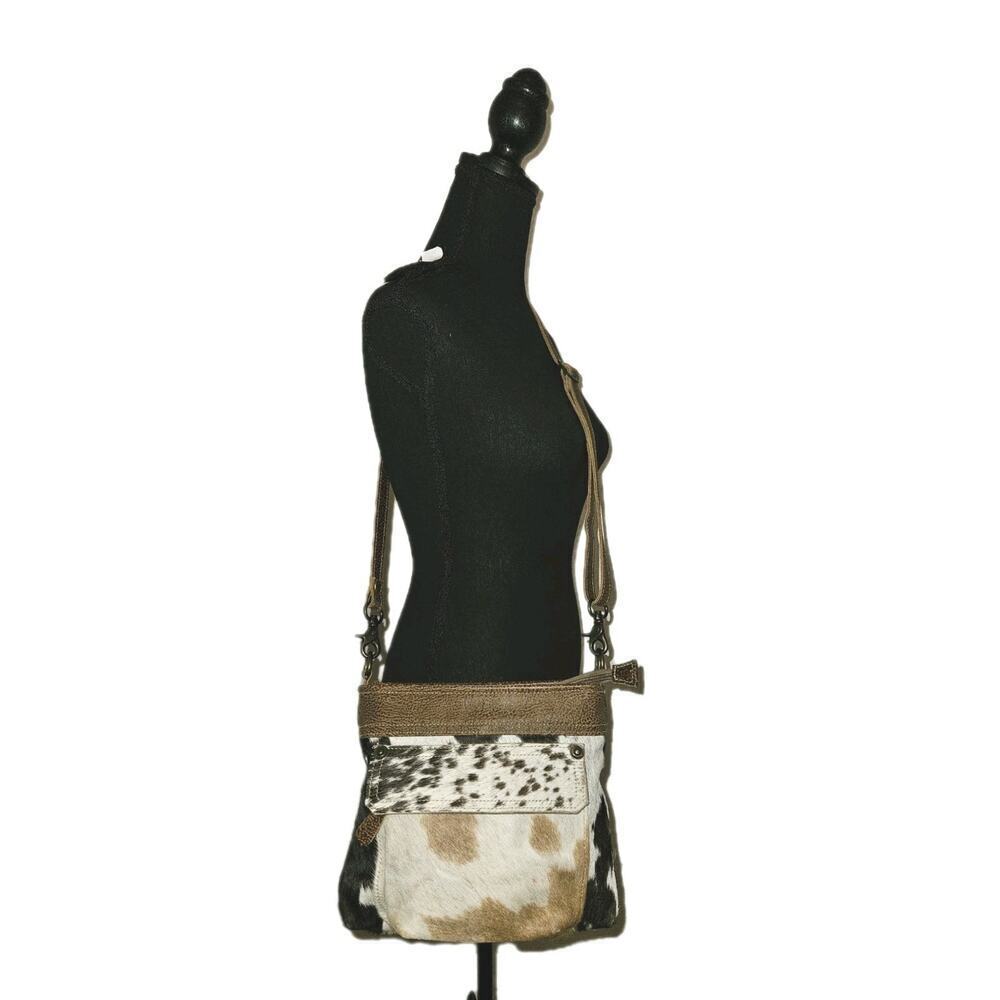 Vintage Myra Bag Bygone Leather & Cowhide Crossboy Bag 10x9x2 View 2